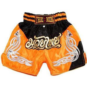 MUAY NATION Muay Thai Shorts voor kinderen (2 jaar - 12 jaar) meisjes jongens boksbroek voor kickboksen MMA vechtsport, Prm Oranje/Zwart, 2-3 Jaar