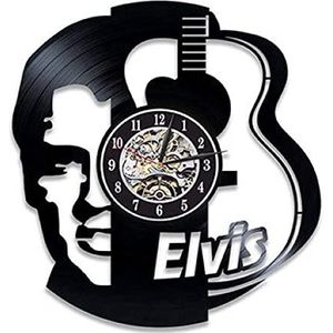 XIATIANDEDIAN Vinyl Muziek Record Wandklok-Handgemaakte Vintage Silhouet Elvis Presley Vinyl Klok Interieur Decor Art Clock-No LED Light (Color : With Led Light)