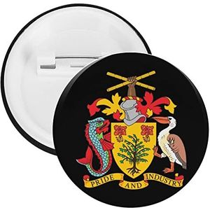 Barbados Nationaal Embleem Ronde Knop Broche Pin Leuke Blik Badge Gift Kleding Accessoires Voor Mannen Vrouwen