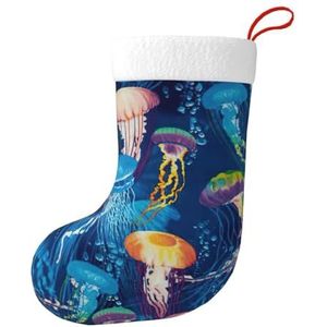 Aubnva Gekleurde Kwallen Print Kerst Kous 17.7 inch Feestelijke Decor Voor Xmas Familie Bijeenkomsten Party Gunsten