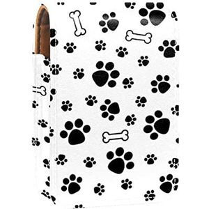 Make-up Lipstick Case voor Buiten Zwart Wit Poot Draagbare Lippenstift Organizer met Spiegel Dames Mini Make-up Tas Neemt Tot 3 Lippenstift