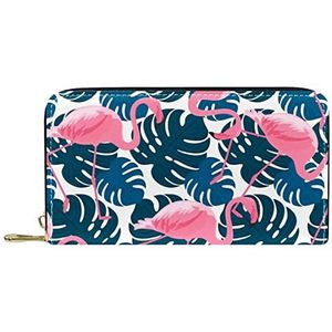 Klassieke Lange Lederen Portemonnee Flamingo's Clutch Reizen Portemonnee Card Pakket Mode Geld Tas voor Vrouwen Mannen, Meerkleurig, 19x11.5x2.5cm/7.5x4.5x1in, Klassiek