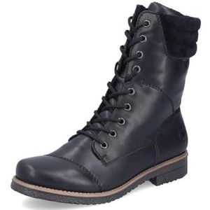 Rieker - Veterboots - Zwart - Blokhak - Ritssluiting en Vetersluiting