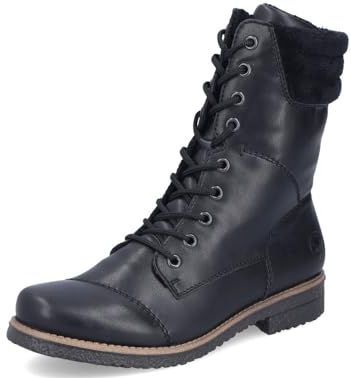 Rieker - Veterboots - Zwart - Blokhak - Ritssluiting en Vetersluiting