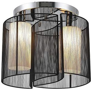 HOMCOM Plafondlamp vintage plafondlamp met 2 lampen plafondspot lamp 2 x E27 fitting zwart Ø 47,5 x 33 H cm (zonder lichtbronnen)