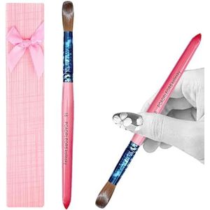 PCAORLEORS Acrylnagelkwast, Pure Kolinsky Marterhaarborstel met Roze Houten Handvat en koperen Buis, Ronde Gelborstel Voor Acrylkracht En Nagelverlenging (#12)