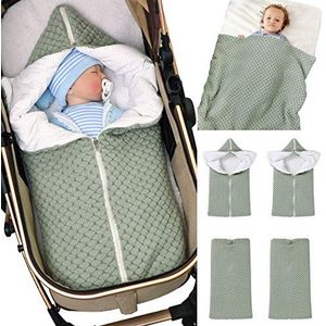 Baby wrap wikkeldeken gebreide slaapzak slaapzak kinderwagen wrap zacht warm voor baby's van 0-12 maanden baby's unisex (groen)