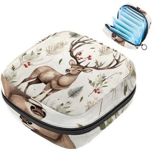 MUOOUM Kerst Bos Elanden Maandverband Opbergtas Draagbare Menstruatie Tas Voor Vrouwen Tiener Meisjes Menstruatie Cup Pouch Nursing Pad Houder