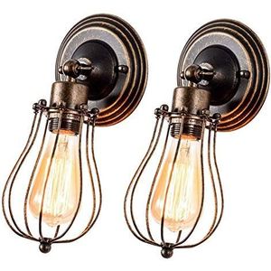 GLADFRESIT Wandlamp Vintage Verstelbare Metalen Wandlamp Antiek Wandlamp Rustiek voor Landhuis Slaapkamer Woonkamer Eettafel 2 Packs (Brons)