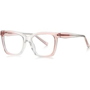 moomoobird Mode Bril voor Vrouwen Grote TR90 Frame Heldere Lens Vierkante Bril Frame Vrouwelijk, Roze helder frame