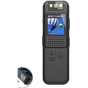 Lichaamscamera 1080P Full HD Minicamera Nachtzicht Kleine draadloze bodycam Micro Voice Video Recorder met 180 roterende lens Draagbare bodycam met audio en video(Camera add 32G Card)