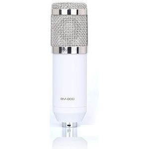 Geluidskaartset, Bm 800 Microfoon Geluidskaart Professionele Studio Condensator Draadloze Microfoon for USB Gaming Zingen Karaoke MICROFOON for PC Telefoon(White BM800)
