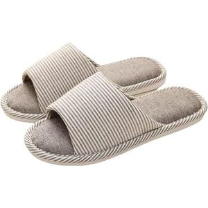 APIKA Comfortabele Casual Katoenen Vlas Antislip Slipper voor Dames Zowel Binnen als Buiten (41/42 EU, Koffie)