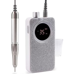 Nagelvijl elektrisch, 35000 RPM elektrische nagelboor, professionele manicuremachine, nagelschuurset, nagelboor, draagbare nagelsalon-polijstapparatuur(Silver)