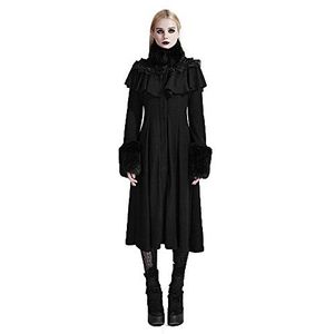 Devil Fashion Steampunk damesjurk met hoge split, gothic, mouwloos, elastische capuchon jurk, zwart, S