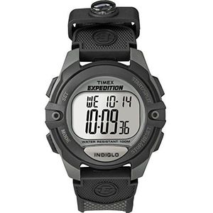 Timex Mannen digitaal horloge met lederen band 12345465646, Lcd/Zwart, 125 Milliliters, Riem