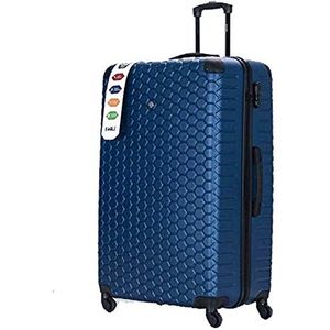 Luggage Hard Shell Case ABS Reizen Koffer 4 Wiel Spinner Trolley Bagage Tas Combinatieslot 4 Hoek Swivel Wielen, Donkerblauw, 32 Inch 88 x 57 x 31.5cm, 135L, 5.2 Kg