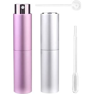 Zingso Hervulbare parfumverstuiver spuitflessen, 2 stuks 10 ml opgewaardeerde roterende reisparfumfles aftershave verstuiver geurspuitfles met navulgereedschap voor vakantiereis en avondje uit mannen vrouwen