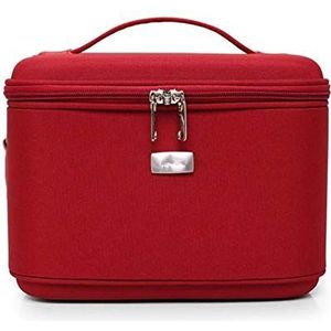 SMSOM Cosmetica tassen cosmetica organizer make-up case beauty artist opbergdoos met schouderriem (paars) (kleur: rood)