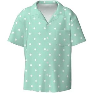 OdDdot Groene Polka Dots Print Heren Button Down Shirt Korte Mouw Casual Shirt Voor Mannen Zomer Business Casual Jurk Shirt, Zwart, 4XL