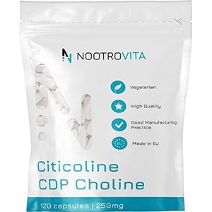 Citicoline CDP Choline 120 capsules, voor geheugen, concentratie en cognitieve functie, gluten, allergeenvrij - Nootrovita
