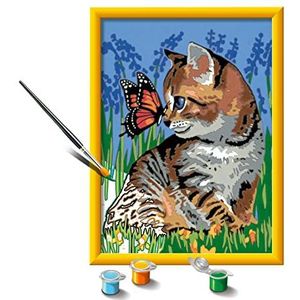 Ravensburger CreArt, kat en vlinder, creatief speelgoed voor kinderen, aanbevolen leeftijd 9+, bevat een voorbedrukt board en een activiteitsladder, 20 x 27 x 5 cm