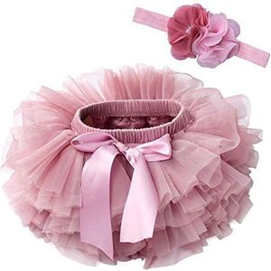 Vobozeany Tutu rok baby meisjes super schattige tule rok minirok prinses rok + hoofdband jurk outfits fotografie verjaardag, donkerroze, 6-12 Maanden