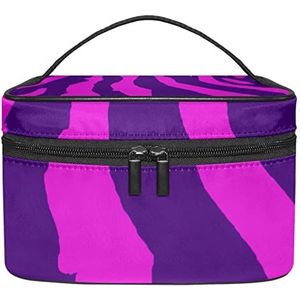 Make-up Organizer Bag, Reizen Make-up Tas Organizer Case Draagbare Cosmetische Tas voor Vrouwen en Meisjes Toiletartikelen Paars Tijger, Meerkleurig, 22.5x15x13.8cm/8.9x5.9x5.4in