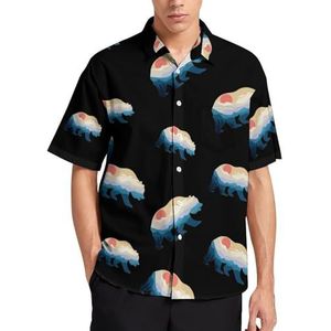 Bear Nature Mountain Zomer Heren Shirts Casual Korte Mouw Button Down Blouse Strand Top met Pocket 3XL