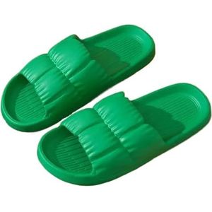 UBOHUZ Vrouwen Thuis Schoenen Platform Slipper Zomer Strand Slipper Vrouwen Zachte Zool Platte Schoenen Mute Antislip Slides Strand Sandaal Voor Badkamer, Zwembad, Groen, 40-41