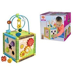 Eichhorn 100002235 - 5 in 1 speelcentrum - kleurrijke motorische kubus met motorische lus, insteekspel, muziekdoos, draaispel, motoriekspel, voor kinderen vanaf 1 jaar, houten speelgoed