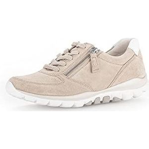 Gabor Low-Top sneakers voor dames, lage schoenen, uitneembaar voetbed, Beige Oasi Wit, 38.5 EU