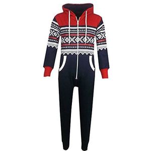 A2Z 4 Kids® Kinderen meisjes jongens Azteekse sneeuwvlok print capuchon onesie all-in one jumpsuit leeftijd 5 6 7 8 9 10 11 12 13 jaar, Navy & Rood, 9-10 Jaren
