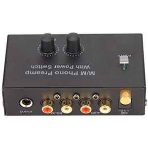 Phono-platenspeler-voorversterker, PP500 dubbele gain-stereo-phono-voorversterker, EU-stekker 100-240 V met 12 V DC-adapter voor laptop