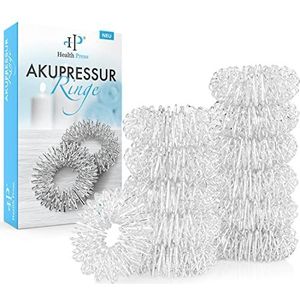 HealthPress - Acupressuurringen - Zilver - Set van 12 - Anti-Stress Massageringen voor Vingers