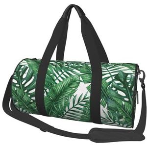 Groene bladeren bedrukt, grote capaciteit reizen plunjezak ronde handtas sport reistas draagtas fitness tas, zoals afgebeeld, Eén maat