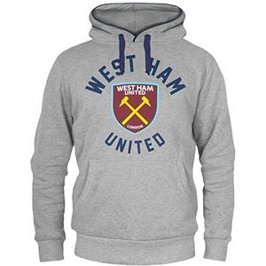 West Ham United Mens Hoody Fleece Graphic Officiële Voetbal Gift, Grijs, L