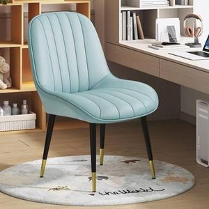 Eetkamerstoelen Set Gebroken Wit Keuken Side Eetkamerstoelen Gestoffeerde Lederen Zitplaatsen voor Counter Lounge Woonkamer Hoek Decoratieve Stoelen met Hoge Rug Metalen Benen Receptie Stoelen (Blauw,