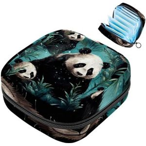 JAVENPROEQT 1 x maandverband, grote maandverband, organizer, herbruikbare eerste menstruatietas voor meisjes, dames, dames, 17 x 17 x 12 cm, schattige panda-roze bloemen, Veelkleurig 05, 4.7x6.6x6.6