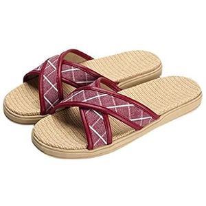 sandalen Linnen Paar Thuis Slippers, Open Teen Slippers, Vrouwen Heren Unisex Wasable Katoen Open-teen Thuis Slippers Indoor Schoenen Comfortabel Zacht Linnen Kruis Dames Slippers
