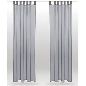 Bestlivings Lusgordijn Noella, transparante decoratieve vitrage Voile b 140x l 175 cm 2-pack, woonaccessoire in vele kleuren verkrijgbaar (grijs - lichtgrijs/zonder embrassen)