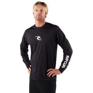 Rip Curl Lycra Heren Lange Mouwen Zonwering UPF 50+, Surftop Rechte Fit, Zwart, L