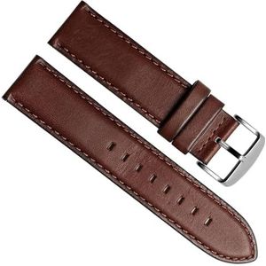 dayeer Quick Release-polsband voor Huawei Watch GT Horlogeband Echt lederen horlogeband voor Hamilton (Color : Dark Brown Silver, Size : 18mm)