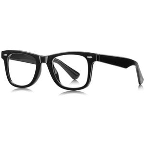 moomoobird Big Square Bril TR90 Frame Retro Gases Frame voor Vrouwen Mannen Trendy, Zwart met helder