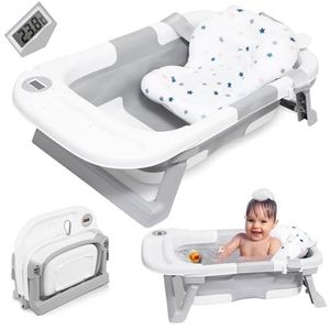 BABYLON Shuttle Badkuip voor baby's met badthermometer, grote badkuip, accessoires 0-6/6-36 maanden, babykuip, met stop, grijs