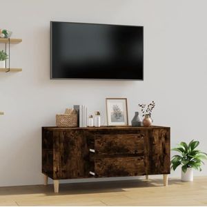 AJJHUUKI Entertainmentcentra en tv-standaards TV-meubel Gerookt Eiken 102x44,5x50 cm Engineered Houten Meubels