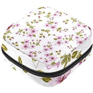 Kleine bloemen bladeren maandverband opbergtas menstruatie pad tas draagbare menstruatie cup zakje met rits voor tiener meisjes vrouwen dames