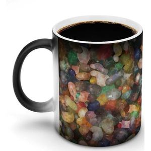 Kleurrijke kiezelstenen passen magische warmte veranderende mok keramische kop koffie mokken warmtegevoelige grappige gift