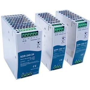 Schakelende voeding voor DIN-railmontage, SDR-240, 12 V, 24 V, 75 W, 120 W, 240 W, industriële schakelkast, signaal, enkele uitgang (maat: 24 V, kleur: SDR-150W)