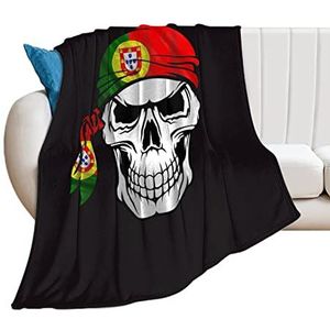 Portugese landelijke vlag schedel zachte fleece deken voor bed sofa gezellige decoratieve dekens winter 127 x 152 cm
